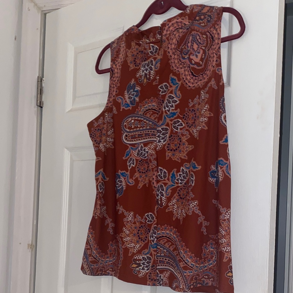 Storybuk Paisley Sleeveless Top - Rust and Blue - Picture 6 of 8